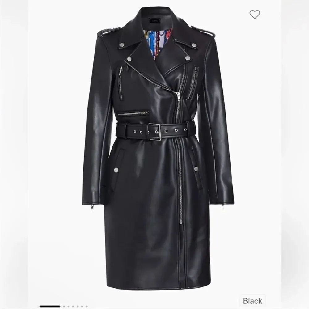MOTHER Jacket Womens Size XS Black The Long Chopper Faux Leather Regular Fit